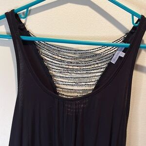 Charlotte Russe  tank top Gathered scoop neck black  with beaded back   Size XS